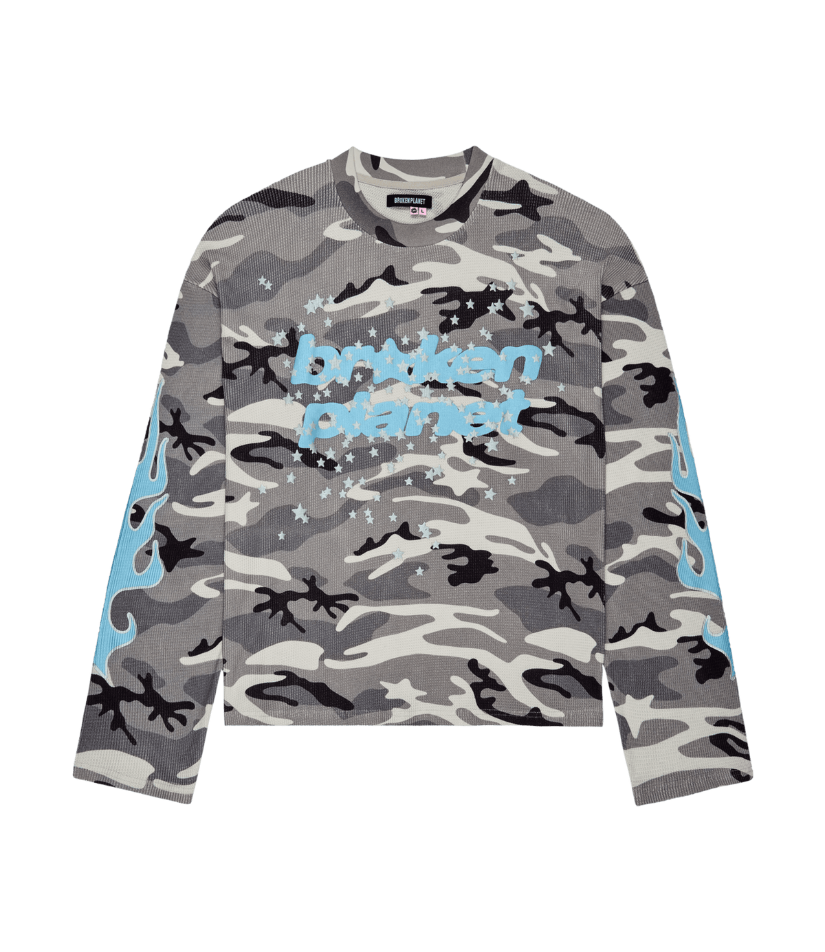 Broken Planet Star Camo Waffle Long Sleeve Grey Star Camo