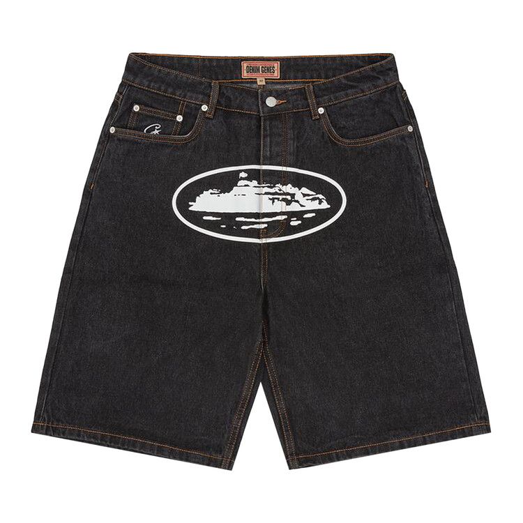 Corteiz Alcatraz Baggy Jean Shorts 'Washed Black'