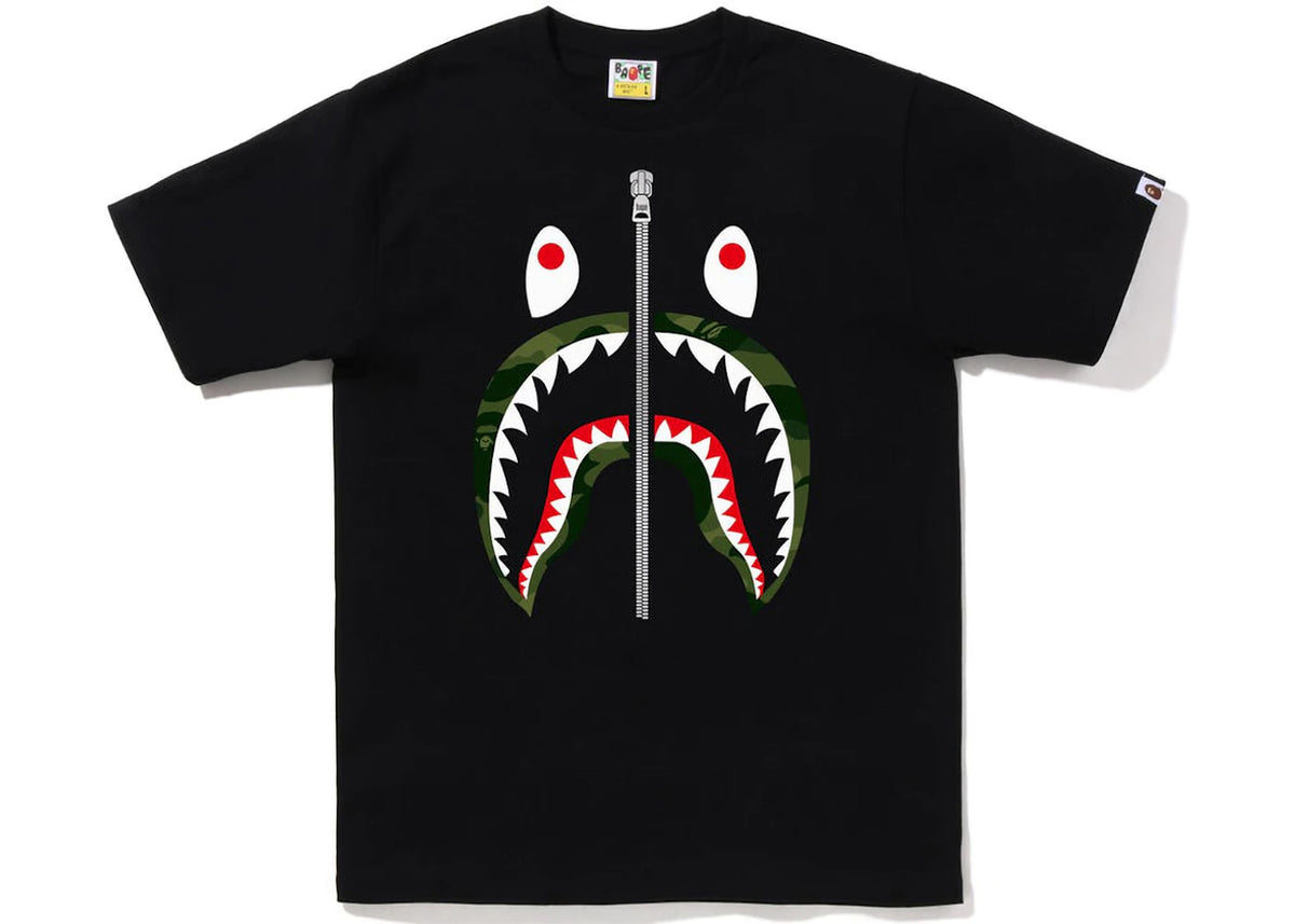 BAPE Color Camo Silver Zip Shark Tee (SS23) White Green