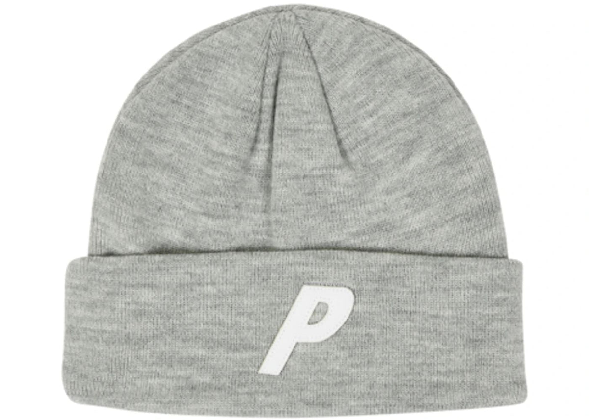 Palace P Beanie Light Grey Marl