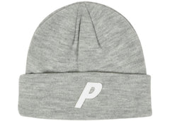 Palace P Beanie Light Grey Marl