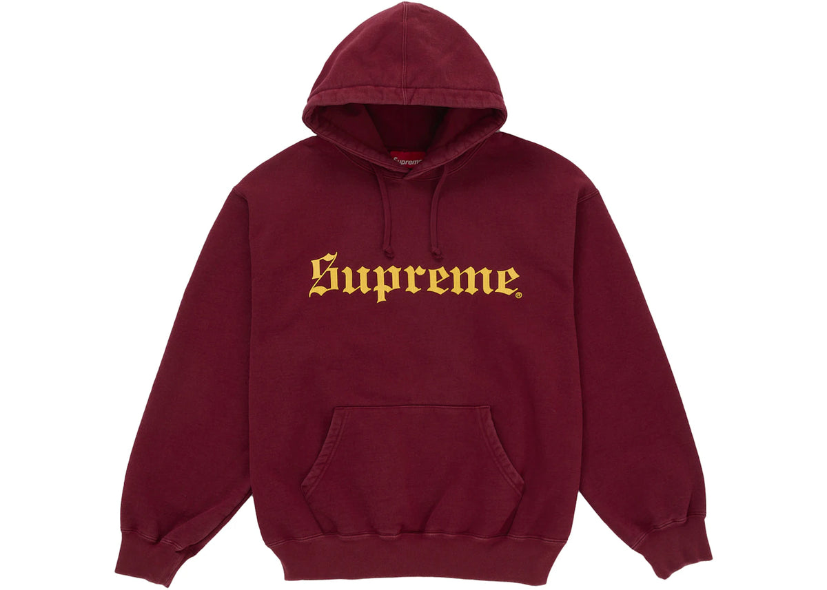 Supreme Washed Old English Hooded Sweatshirt Cardinal