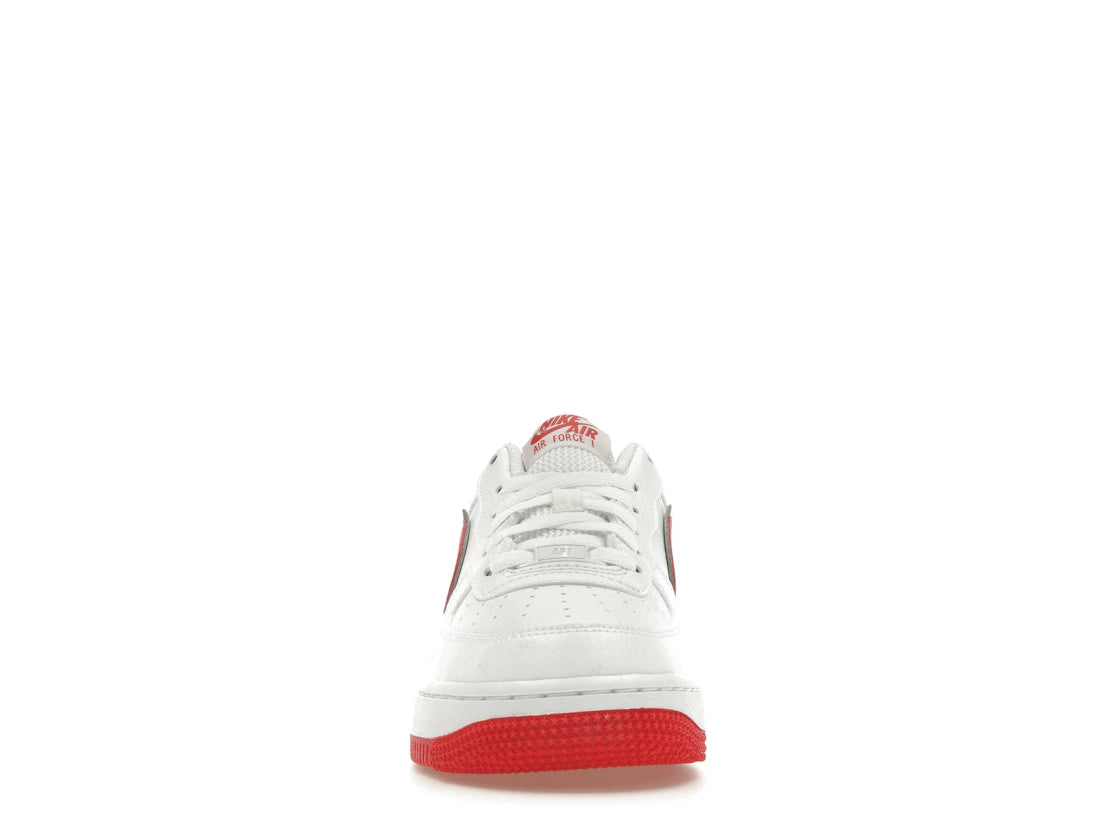 Nike Air Force 1 White Habanero Red Mini Swoosh (GS)