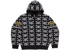 Supreme Vanson Leathers Skull Zip Up Hooded Sweater Black