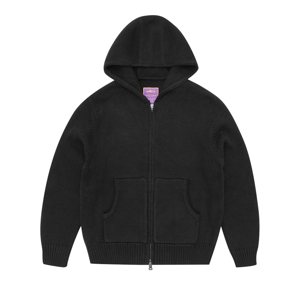 Corteiz Alcatraz Heavy Knit Zip Hoodie 'Black'