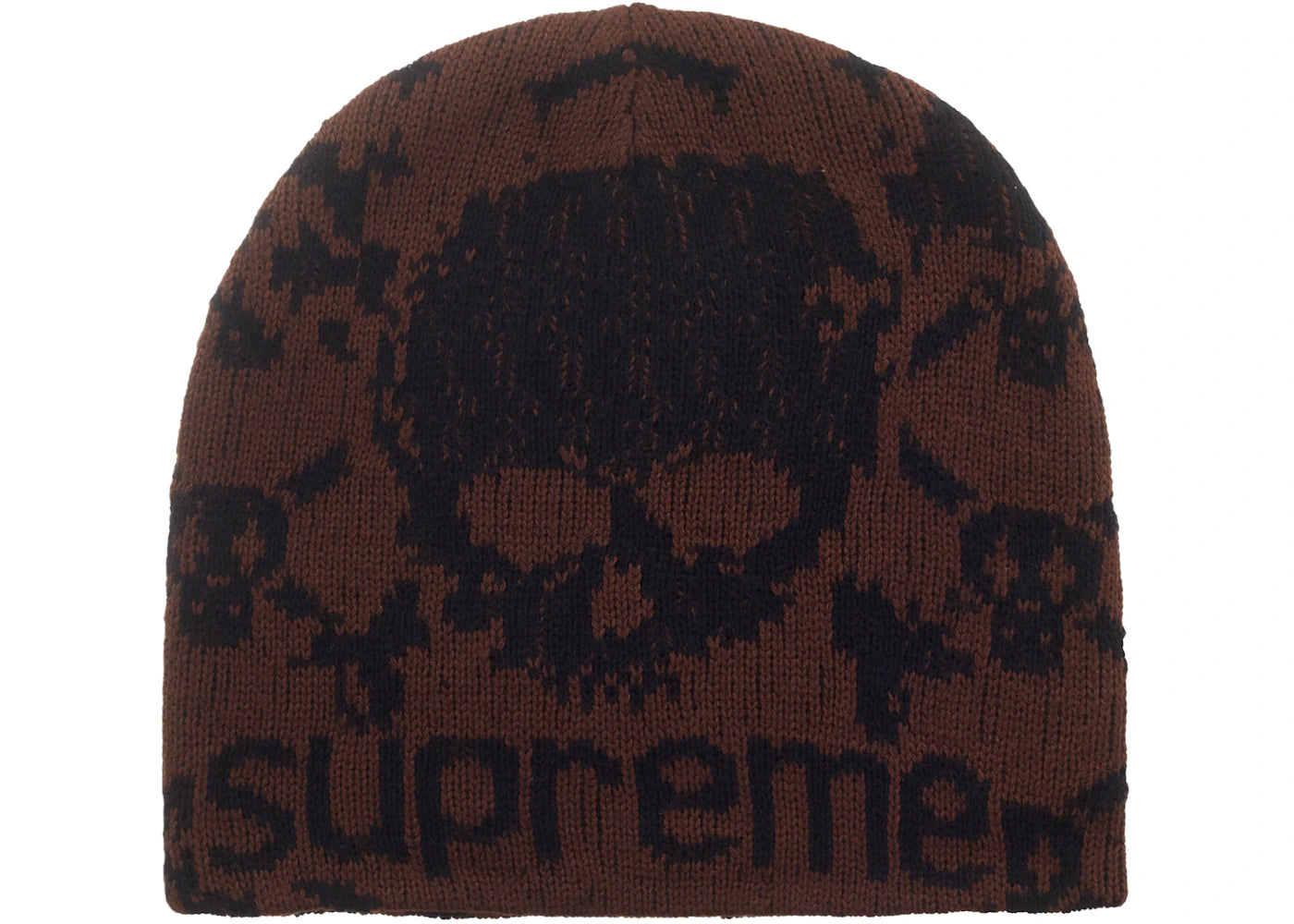 Supreme Vanson Leathers Skull Beanie Brown