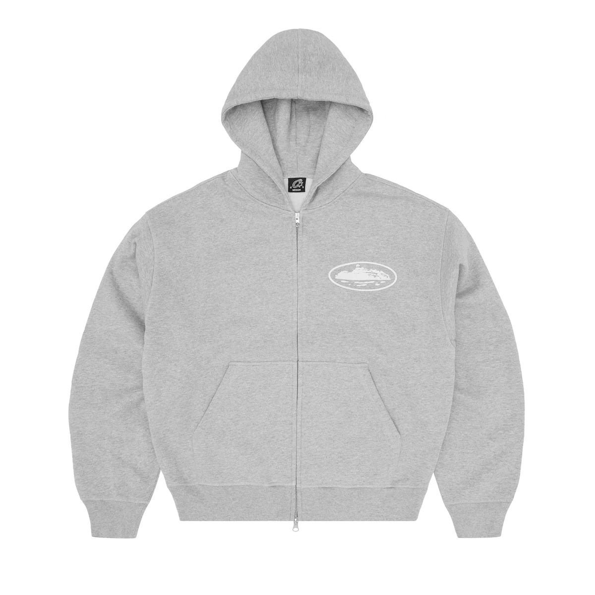 Corteiz Island Puff Print Zip Hoodie Heather Grey