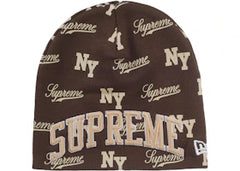 Supreme New Era Monogram Beanie Brown