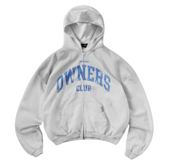 Represent Owners Club Zip Through Hoodie Sprayed Ice Grey Marl