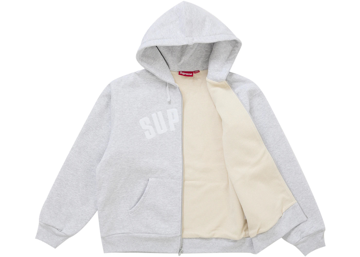 Supreme Arc Thermal Lined Zip Up Hooded Sweatshirt Ash Grey