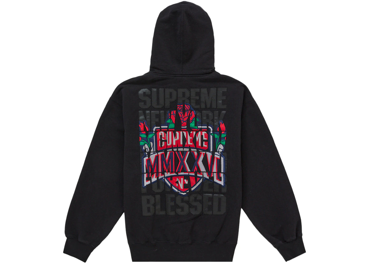 Supreme Blessed Applique Zip Up Hooded Sweatshirt Black