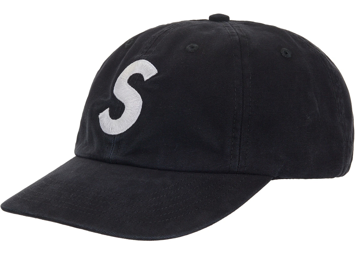 Supreme Washed Canvas S Logo 6-Panel Hat (FW26) Black