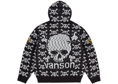 Supreme Vanson Leathers Skull Zip Up Hooded Sweater Black