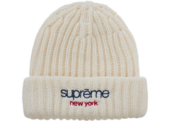 Supreme Classic Logo Chunky Ribbed Beanie (FW26) Natural