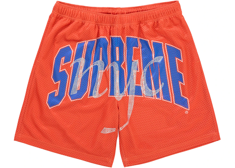 Supreme Rhinestone Mesh Short Orange