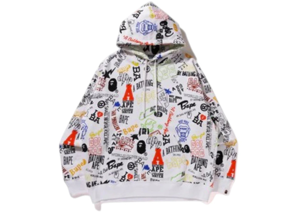 BAPE Hand Draw Pullover Hoodie White
