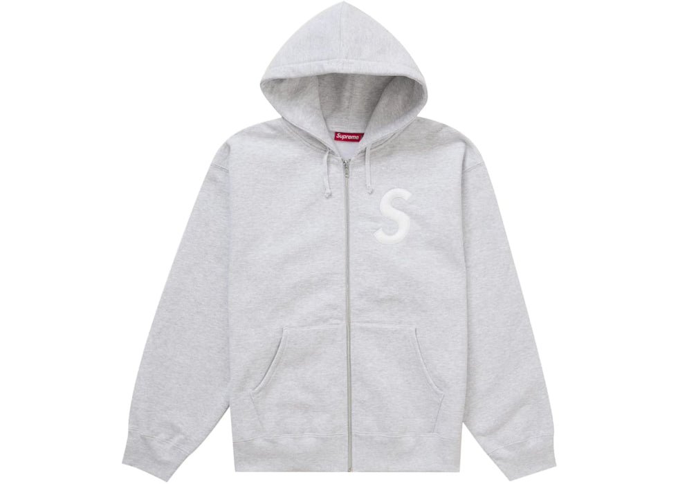 Supreme S Logo Zip Up Hooded Sweatshirt (FW24) Ash Grey