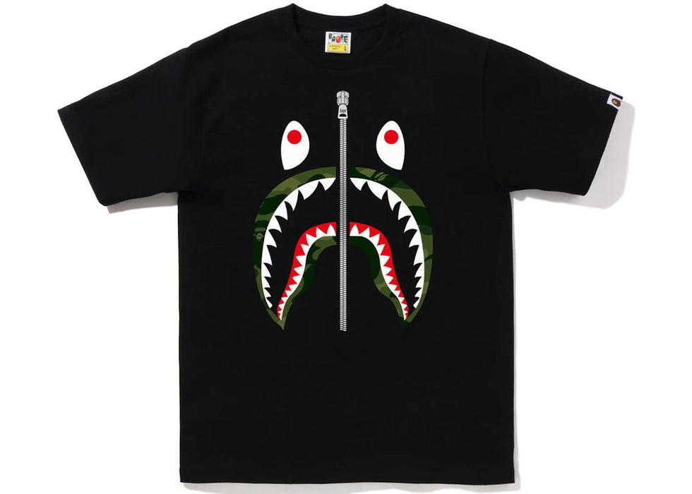 BAPE Color Camo Silver Zip Shark Tee (SS23) White Green