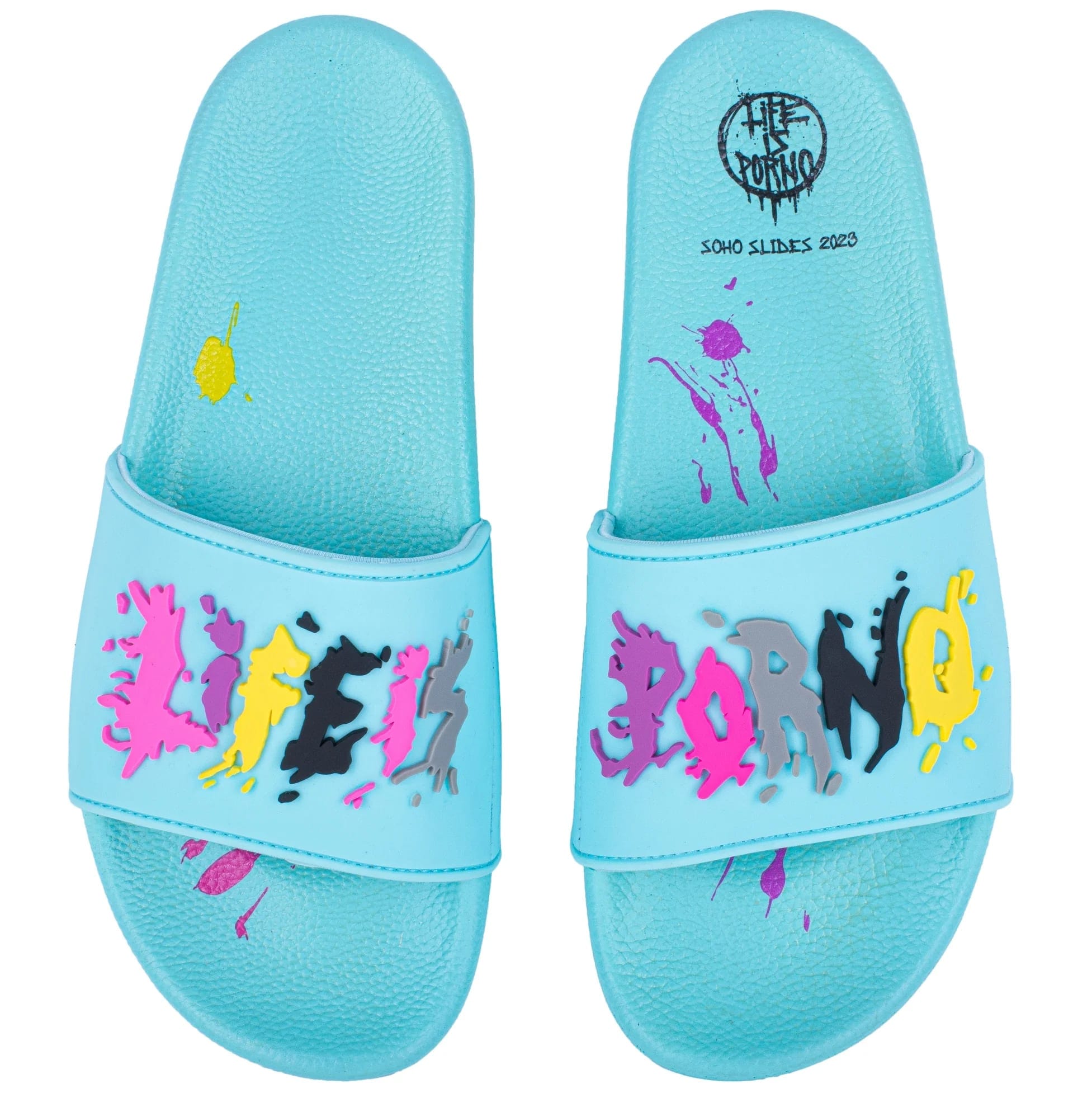 Life is Porno Slides Blue Cotton Candy