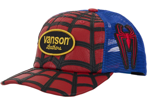 Supreme Vanson Leathers Spider-Man Mesh Back 6-Panel Hat Red