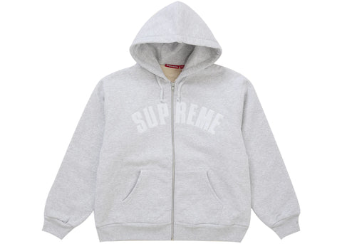Supreme Arc Thermal Lined Zip Up Hooded Sweatshirt Ash Grey