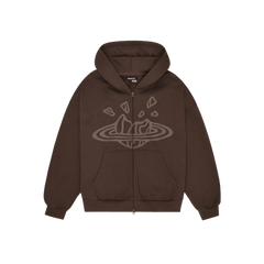 Broken Planet Zip Up Hoodie Chocolate Brown