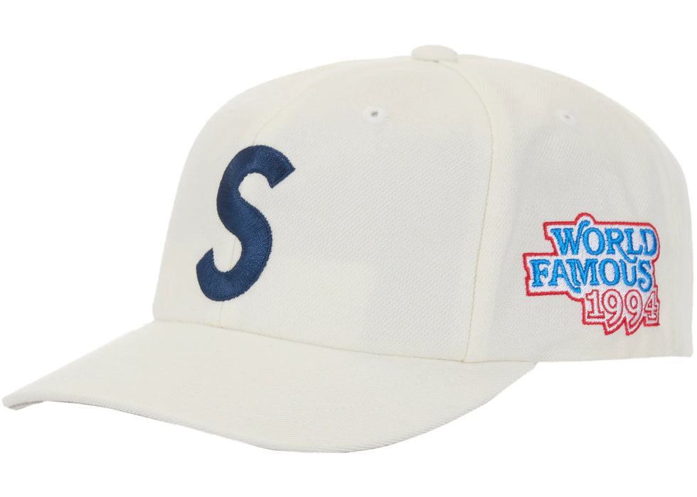 Supreme World Famous S Logo 6-Panel Hat White