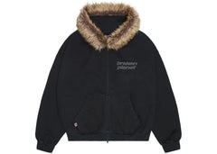 Broken Planet Star Logo Fur Zip-Up Hoodie Midnight Black