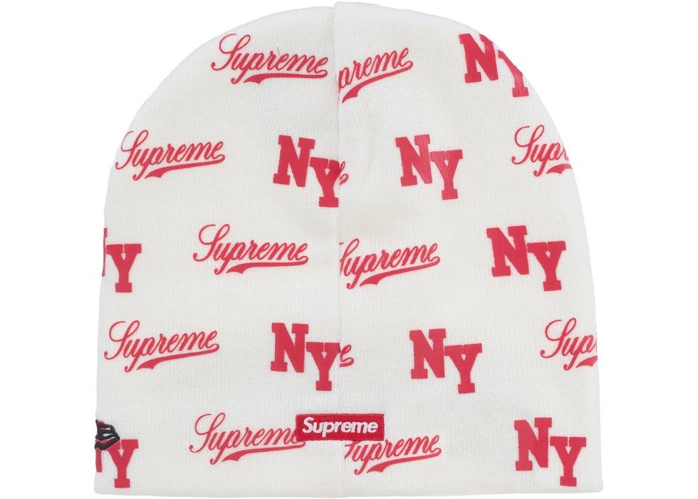 Supreme New Era Monogram Beanie White