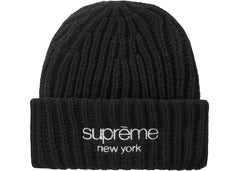 Supreme Classic Logo Chunky Ribbed Beanie Black