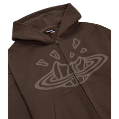 Broken Planet Zip Up Hoodie Chocolate Brown