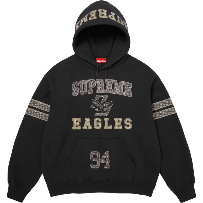 Supreme Rhinestone Eagle Hooded Sweatshirt Black