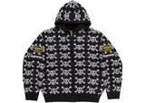Supreme Vanson Leathers Skull Zip Up Hooded Sweater Black