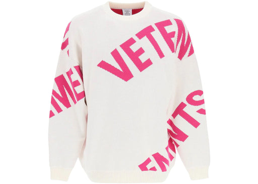 Vetements Allover Maxi Logo Crew Sweat White/Pink