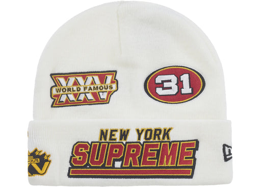 Supreme New Era Football Beanie White