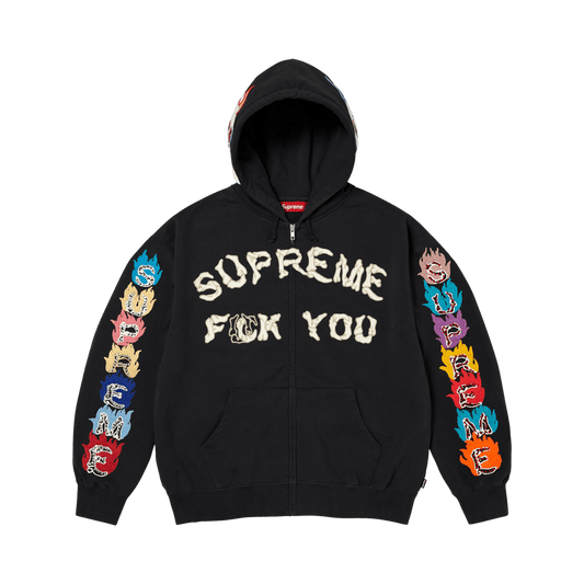 Supreme Fuck You Zip Up Hooded Sweatshirt 'Black'