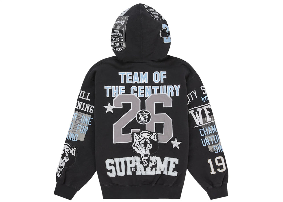 Supreme Warriors Applique Zip Up Hooded Sweatshirt Black