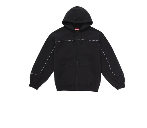 Supreme Piping Zip Up Hooded Sweatshirt Black