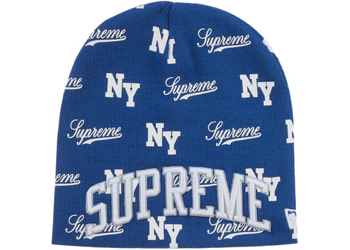 Supreme New Era Monogram Beanie Blue
