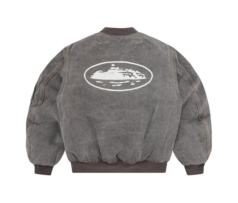 Corteiz Island Bomber Jacket Light Grey