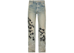 AMIRI Leather Star Straight Jeans Clay/Indigo