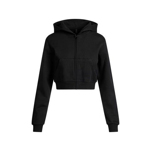SKIMS COTTON FLEECE CROPPED ZIP UP HOODIE ONYX