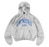 Represent Owners Club Zip Through Hoodie Sprayed Ice Grey Marl