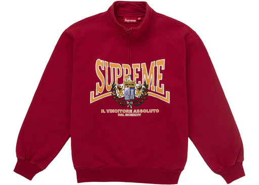 Supreme Crest Applique Half Zip Pullover Red