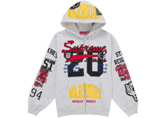 Supreme Warriors Applique Zip Up Hooded Sweatshirt Ash Grey