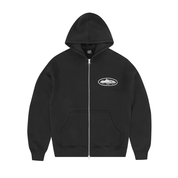 Corteiz Island Puff Print Zip Hoodie Black