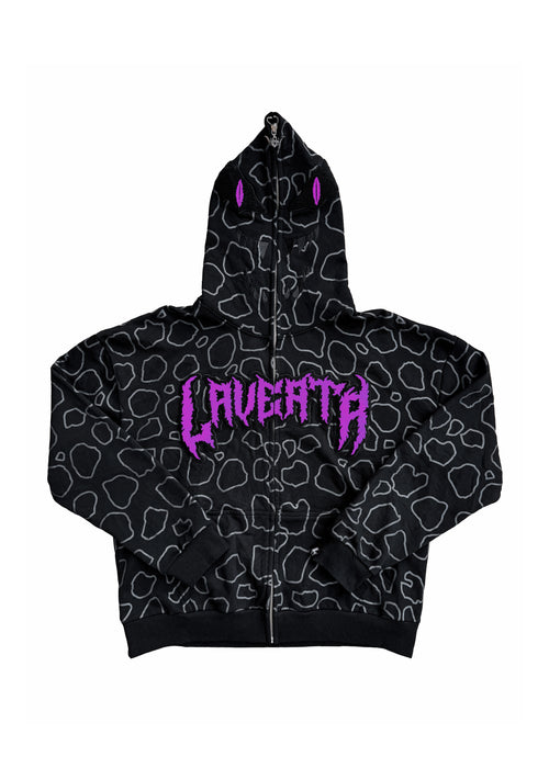 LAVERTA Swamp Beast Full Zip Hoodie - Black/Lavender