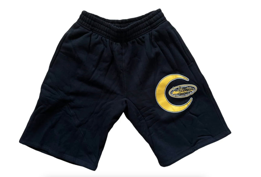 Corteiz Crescent Moon Shorts Black Yellow