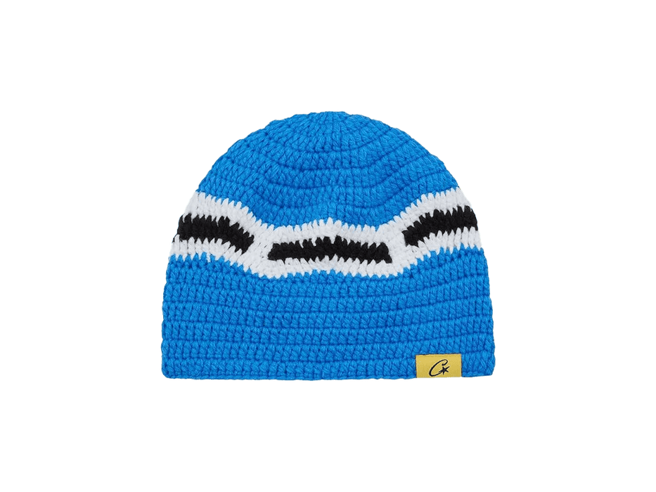 Corteiz Big Crochet Beanie Blue/White/Black
