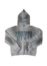 LAVERTA White Rhinestones Full Zip Hoodie - White / Blue